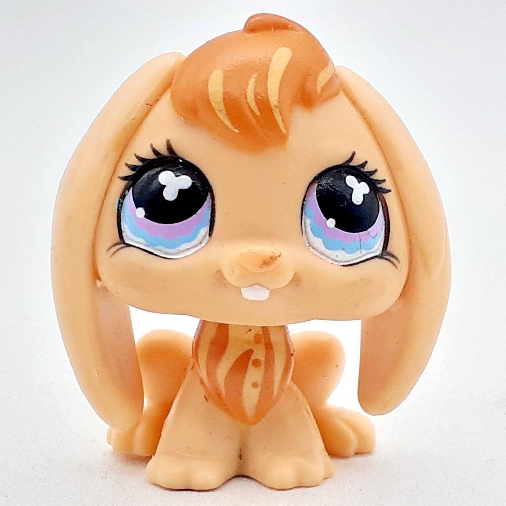 Littlest Pet Shop Bunny Figure Beige Long Ears Blue Eyes Hasbro LPS Toy Pet